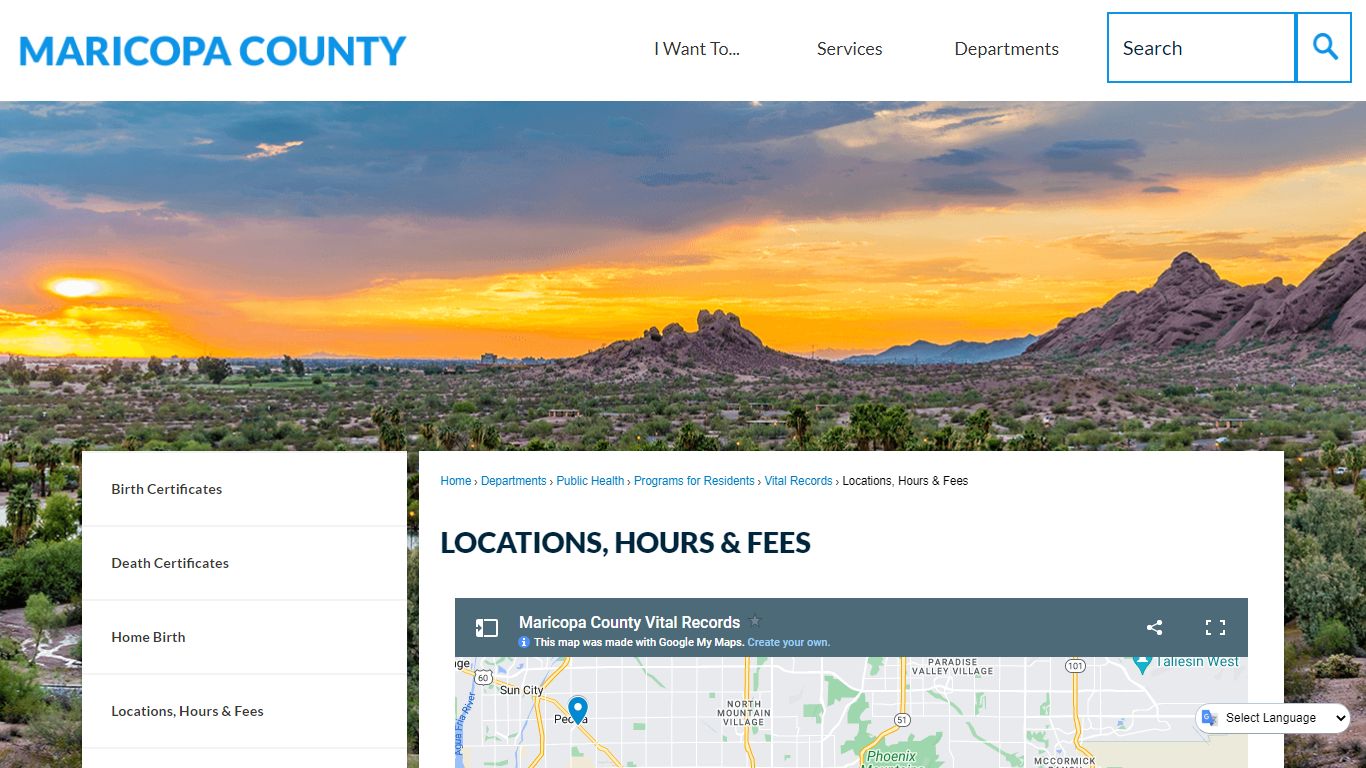 Locations, Hours & Fees | Maricopa County, AZ